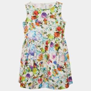 Simonetta Kids Multicolor Floral Print Cotton Sleeveless Dress 6 Yrs
