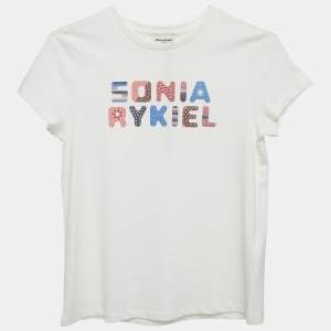Sonia Rykiel Kids White Logo Print Cotton Crew Neck T-Shirt 12 Yrs
