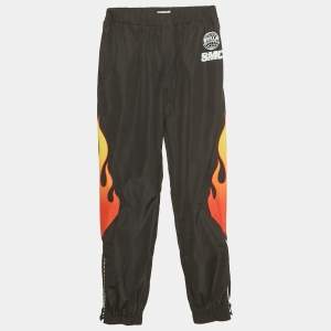 Pre Owned Stella McCartney Kids Black Flame Print Synthetic Trousers 14Yrs 