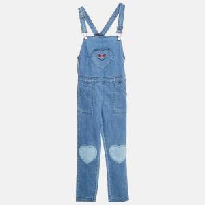 Stella McCartney Blue Embordered Denim Applique Detail Jumpsuit 10 Yrs