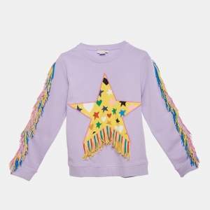 Pre Owned Stella McCartney Kids Purple Start Applique Cotton Tasseled Sweatshirt 12 Yrs