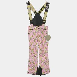 Pre Owned Stella McCartney Kids Pink Lightning Bolt Print Synthetic Ski Trousers 6 Yrs