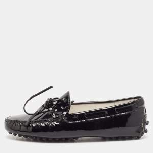 Tod's Black Patent Leather City Gommino Driving Loafers Size 33