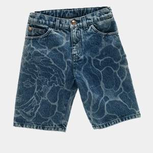 Versace Kids Blue Water Print Denim Shorts 8 Yrs