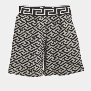 Versace Kids Grey Monogram Cotton Knit Shorts 6 Yrs