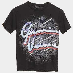 Pre Owned Versace Kids Black Printed Jersey Crewneck T-Shirt 12Yrs