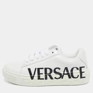 Versace White Leather Greca Sneakers Size 30
