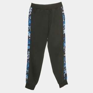 Pre Owned Versace Kids Black Side Print Cotton Jogger Pants 10Yrs