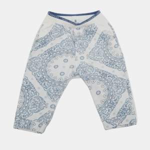 Pre Owned Young Versace Blue Barocco Print Cotton Pants 18M