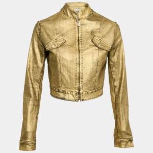 Young Versace Gold Coated Zip-Up Jacket XXL