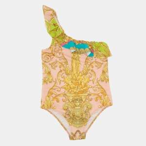 Pre Owned Versace Kids Multicolor Barocco Goddess Jersey Swimsuit 12Yrs