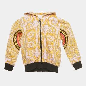 مملوكة مسبقًا Versace Pink Baroque Print Zip Hooded Jacket 3M