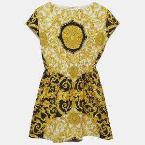 Young Versace Black/Gold Baroque Print Cotton Dress (12 Yrs)