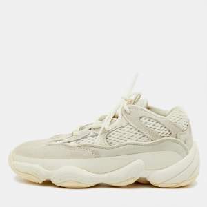 Pre Owned Yeezy x Adidas White Mesh, Suede and Leather Yeezy 500 Bone White (Kids) Sneakers Size 30