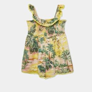 Zimmermann Kids Yellow Tropical Print Cotton Playsuit 10 Yrs 