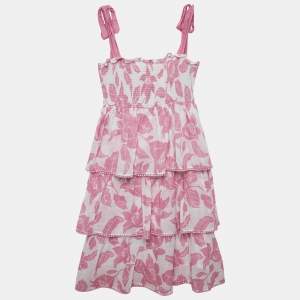 Zimmermann White/Pink Floral Print Cotton Tiered Dress (10 Yrs)