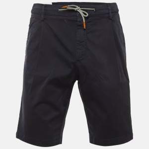 Pre Owned Eleventy Navy Blue Cotton Shorts L