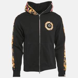 A Bathing Ape Black Bape Shark Applique Zip-Up Hoodie M