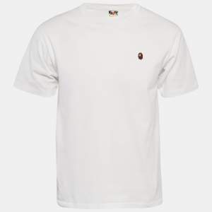 A Bathing Ape White Ape Head Applique Cotton Jersey T-Shirt M