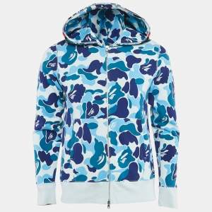 A Bathing Ape Blue Abc Camo Shark Print Full Zip Hoodie S