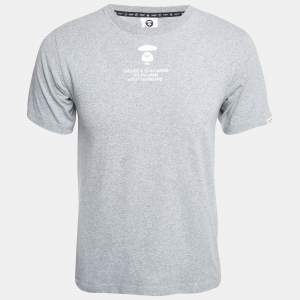 A Bathing Ape Grey Aape Universe Print Cotton Crew Neck T-Shirt S