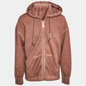 A Cold Wall Brown Washed Cotton Knit Zip-Up Hooded Jacket XL