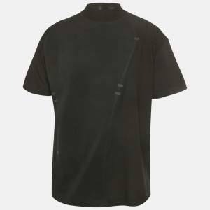 مملوكة مسبقًا A Cold Wall Black Jersey and Mesh Mock Neck T-Shirt S