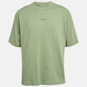  Acne Studios Green Logo Print Cotton Knit Oversized T-Shirt M