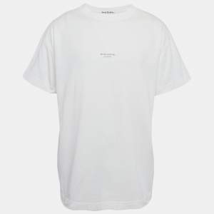 Acne Studios White Logo Print Cotton Crewneck T-Shirt M