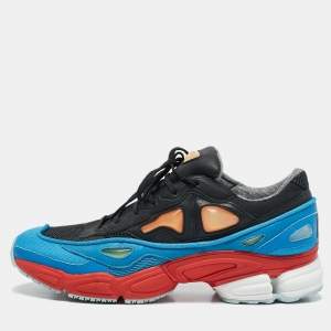 Adidas By Raf Simons Black/Blue Mesh and Leather Ozweego Sneakers Size 44