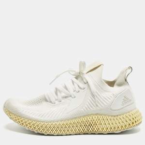 مملوكة مسبقًا حذاء أديداس ألفا إيدج 2 4D قياس 47.5 بخامة قماشية بيضاء ورباط رياضي