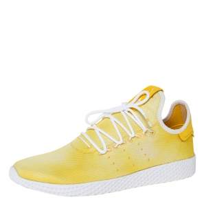 Pre Owned Pharrell Williams x Adidas Holi Yellow Cotton Knit PW Tennis Hu Sneakers Size 46