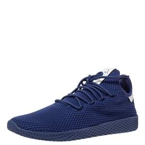 Pre Owned Pharrell Williams x Adidas Dark Blue Cotton Knit PW Tennis Hu Sneakers Size 46