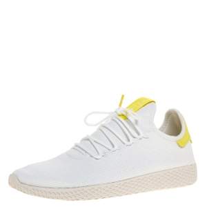 Adidas White Cotton Knit Pharrell Williams Tennis Hu Sneakers Size 46