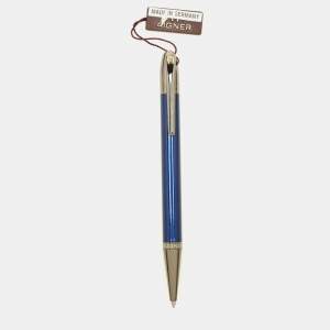 Pre Owned Aigner Blue Lacquer Gunmetal Tone Ballpoint Pen