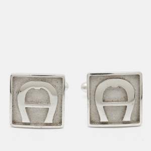 Aigner Logo Silver Tone Cufflinks