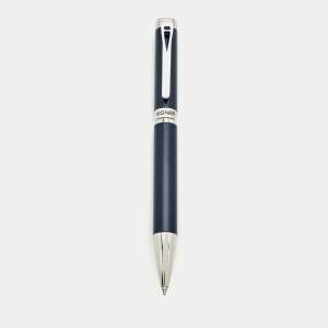 Pre Owned Aigner Blue Resin Silver Tone Ballpoint Pen