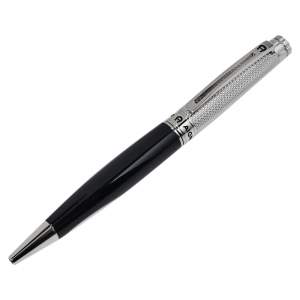 Aigner Logo Black Resin Textured Silver Tone Ballpoint Pen