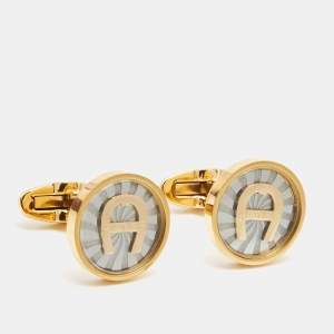 Aigner Glass Two Tone Toggle Cufflinks