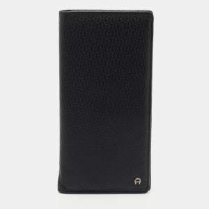 Aigner Black Leather Long Wallet