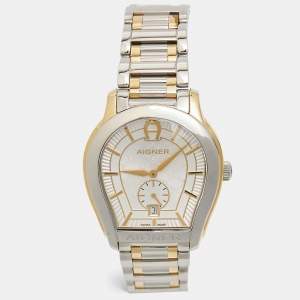 Aigner Silver Two Tone Stainless Steel Vicenza A111100 Men's Wristwatch 39 mm 