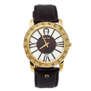Aigner Gold Tone Stainless Steel & Leather Murano A35100 Men's Wristwatch 40MM