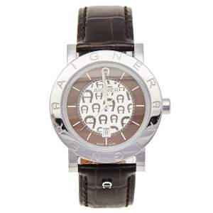 Aigner Brown Stainless Steel Leather Cortina A26002 Men's Wristwatch 41 mm