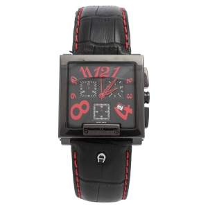 Aigner Black PVD Coated Stainless Steel Leather Torino Chrono A27000 Men's Wristwatch 36 mm
