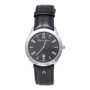 Etienne Aigner Black Stainless Steel Leather Treviso A44100 Men's Wristwatch 42 mm