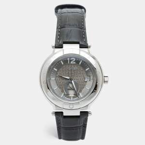 Aigner Grey Stainless Steel Leather Monza A133100 Men's Wristwatch 43 mm