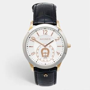Aigner Silver Two Tone Stainless Steel Trevisio A44100 Men's Wristwatch 42 mm