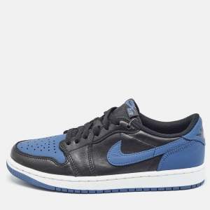 Air Jordans Blue/Black Leather Jordan 1 Retro Low OG Mystic Navy Sneakers Size 40