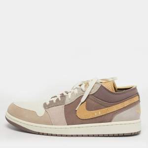 Pre Owned Air Jordans 1 Low SE Craft  Size 46 Multicolor Fabric and Suede Low Top Sneakers