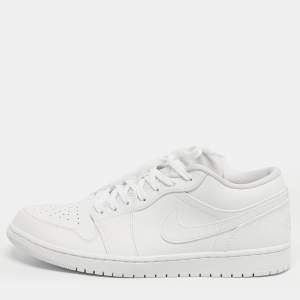 مملوكة مسبقًا Air Jordans Jordan 1 Triple White Size 45 White Tumbled Leather Low Top Sneakers